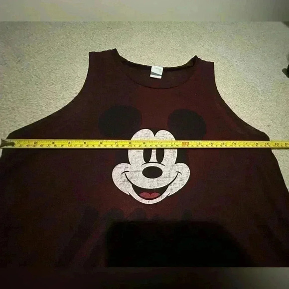 Disney Mickey Mouse Muscle T-Shirt sleeveless tank. Maroon. Sheer. - Picture 7 of 9